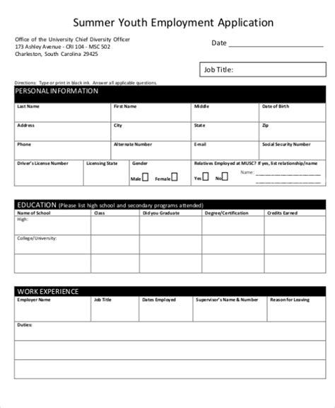 Free 9 Sample Employment Application Templates In Ms Word Pdf Regarding Job Application