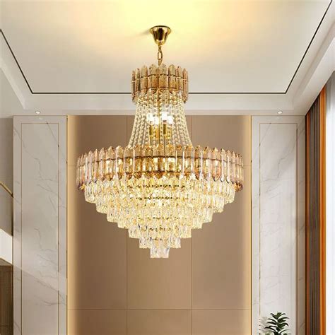 Modern Gold Crystal Pendant Lighting Hanging Light for Living Room ...