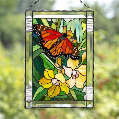 Monarch butterfly wall art Custom stained glass panel parent wedding g ...