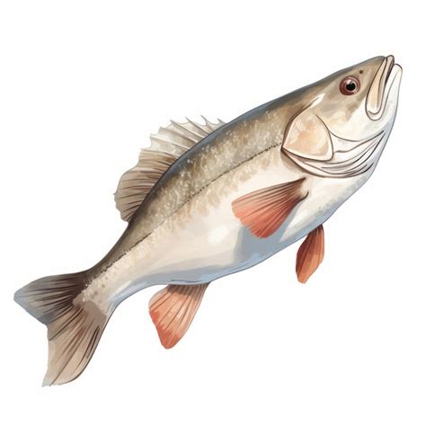 Premium Ai Image Realistic Watercolor Bass Fishing Clipart On White