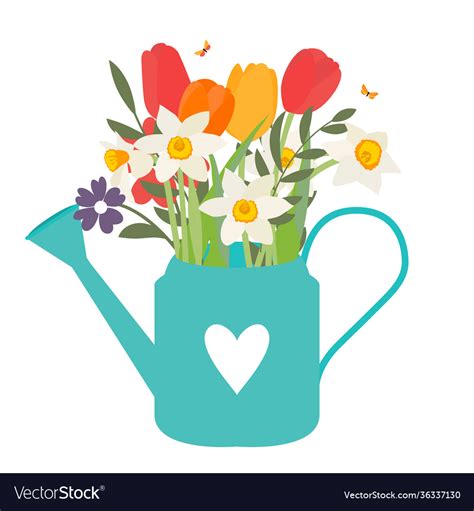 Watering Can With Flowers Clipart