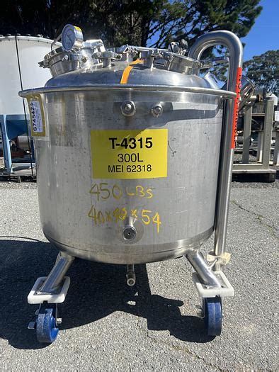 Used Reactor 80 Gallon 300 Liters 316L Stainless Steel Jacketed