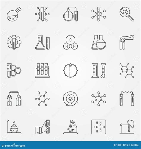 Chemistry Icons Set Vector Chemical Science Line Symbols Stock Vector