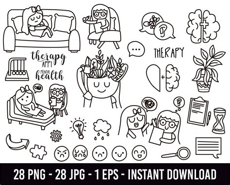 COD228 Therapy Clipart, Mental Health Clipart, Therapy Stickers, Planner Girl Clipart, Ramona ...