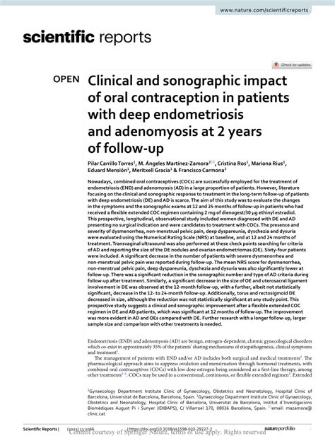 PDF Clinical And Sonographic Impact Of Oral Contraception In Patients