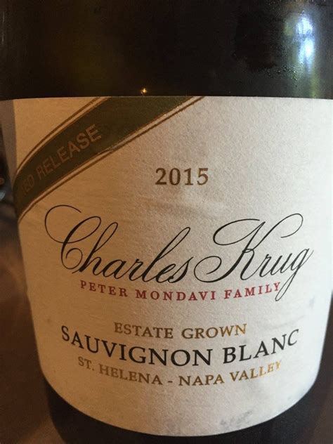 Charles Krug Sauvignon Blanc Limited Release 2015 Estate Grown St