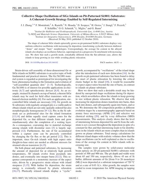 Pdf Collective Shape Oscillations Of Sige Islands On Pit Patterned Si