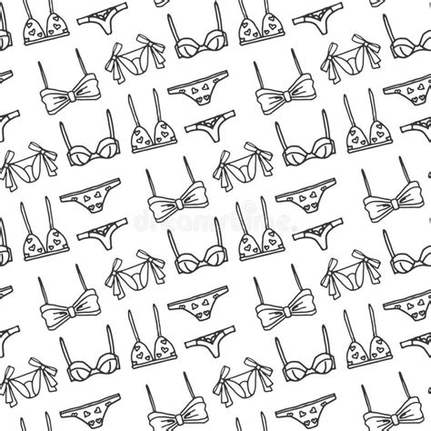 Lingerie Seamless Pattern Vector Underwear Background Design Outline