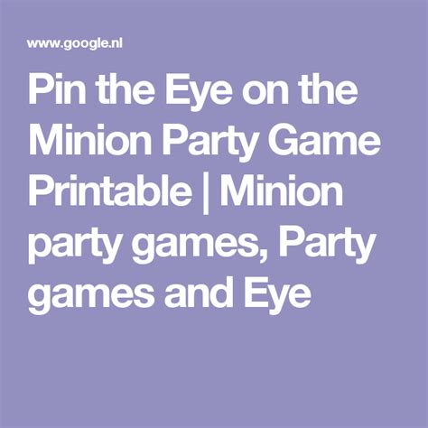 Pin The Eye On The Minion Party Game Printable I Minon Party Games