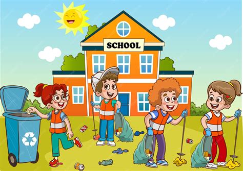 children cleaning  school clipart