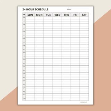 24 Hour Daily Schedule Template - 1 Page Layout (Printable) ⋆ Love Our ...