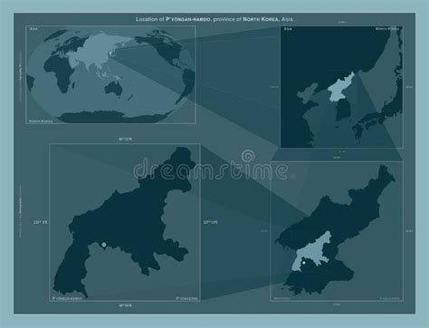 Pyongannamdo Noord Korea Beschreven Locatieschema Stock Illustratie