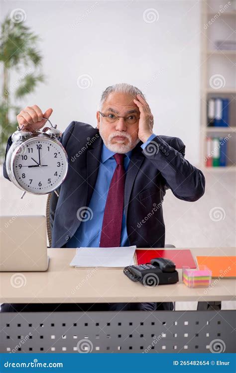 Old Male Employee In Time Management Concept Stock Photo Image Of