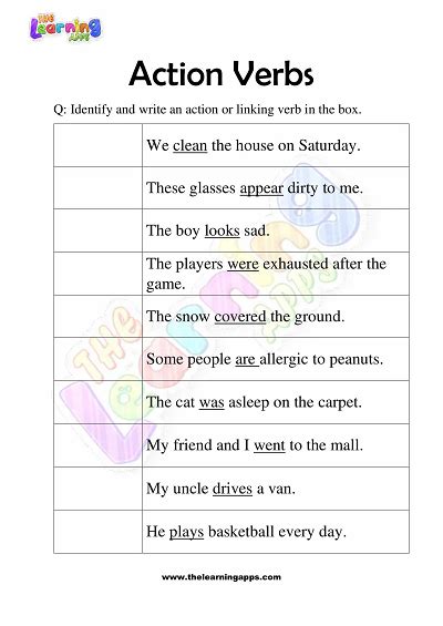 Download Free Printable Action Verbs Worksheets For Grade 3