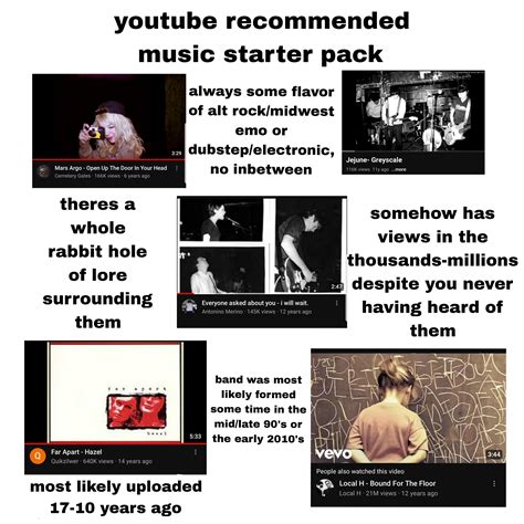 Youtube Recommended Music Starter Pack Rstarterpacks