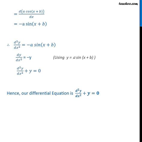 Question 2 - Form differential equation y = a sin (x + b)