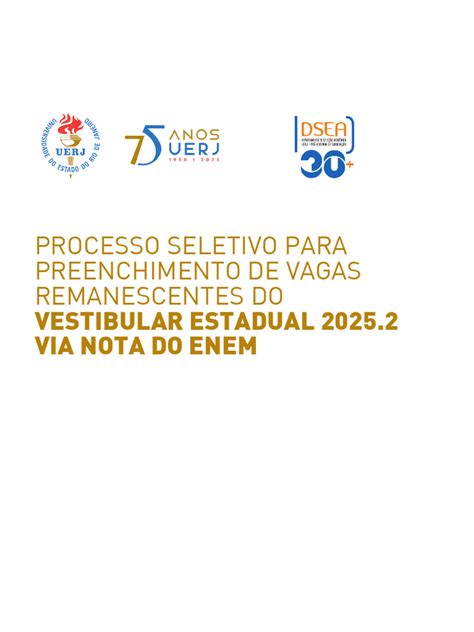 Uerj Vagas Remanescentes 2025 - Vagas Remanescentes UERJ 2025.2 | PDF