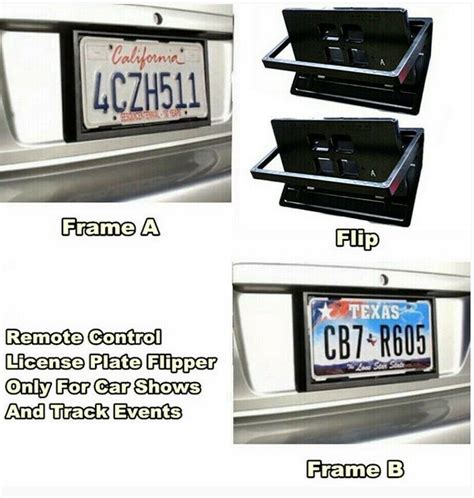 2x Car Us Front Rear Hide Away Shutter Cover Up Electric Flip Stealth License Plate Frame