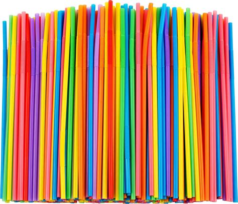 Buy 100 Pcs Colorful Flexible Plastic Straws Disposable Bendy Straws