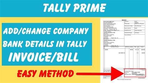 How To Print Bank Details In Sales In Invoice In Tally Prime Change