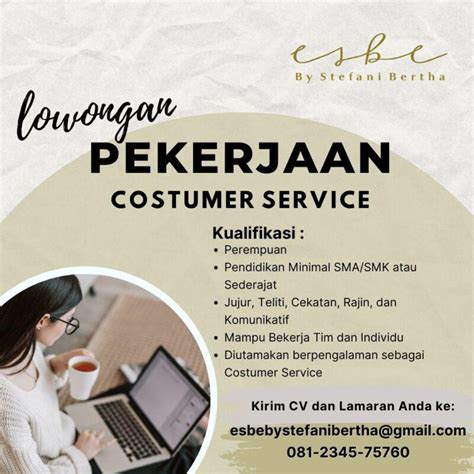 Lowongan Kerja Customer Service Di ESBE By Stefani Bertha LokerSemar Id