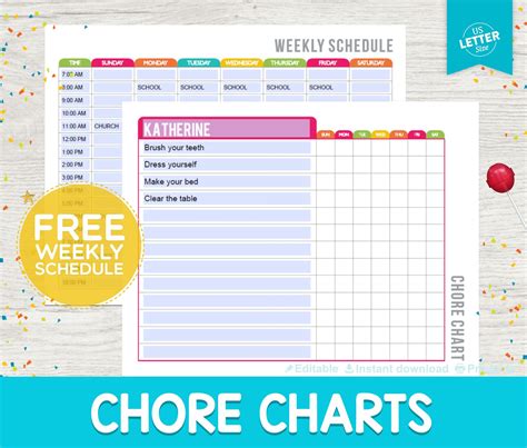 Kids Chore Chart Printable Kids Chore Chart System Printable