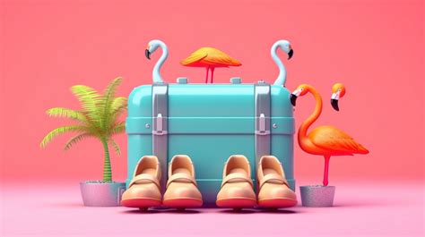 Flip Flop Get Ready For Summer Fun Suitcase Flamingo Float Flops And