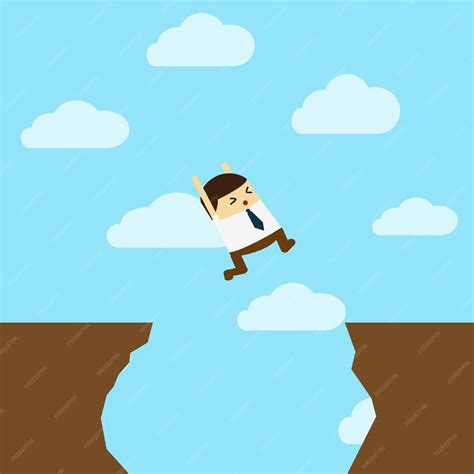 Premium Vector Businessman In Front Of A Gapbusinessman Jump Through