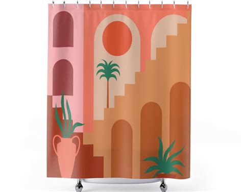 Mid Century Modern Abstract Shower Curtain Contemporary Aesthetic