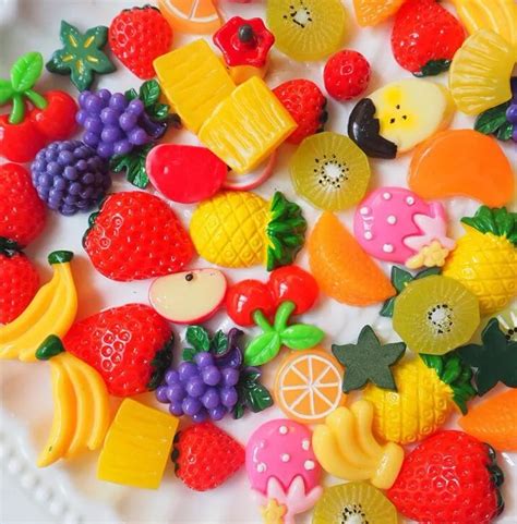 Pieces Pack Fruits Slime Charms With Resin Beads Of Mixed Slime