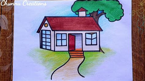 Simple Hut Drawing And Colouring For Kids Hut Drawing Step By Step