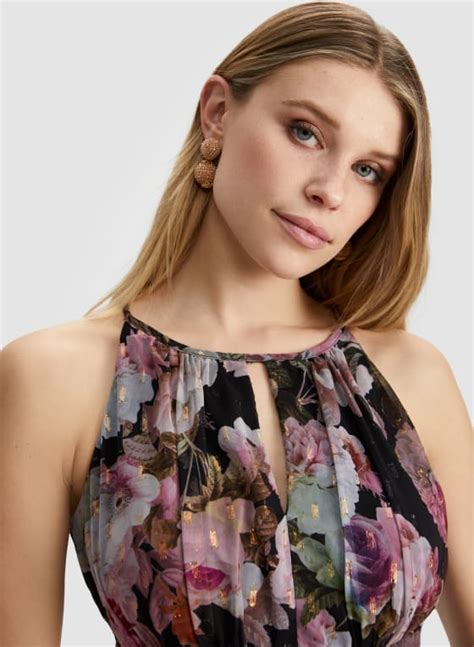 Floral Print Halter Neck Dress Laura