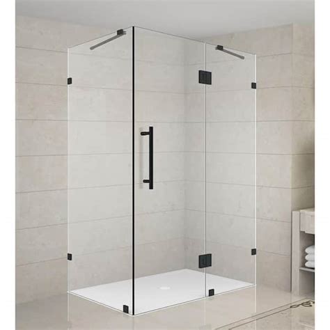 Aston Avalux 42 In X 36 In X 72 In Frameless Corner Hinged Shower Enclosure In Matte Black