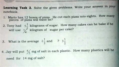 Solved Learning Task Solve The Given Problems Write Your Answer In