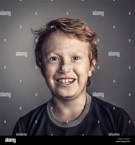 Smiling Young Boy Studio Portrait Stock Photo Alamy