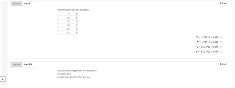 Solved حفظ الإجابة 1 درجات السؤال 7 find the regression line Chegg