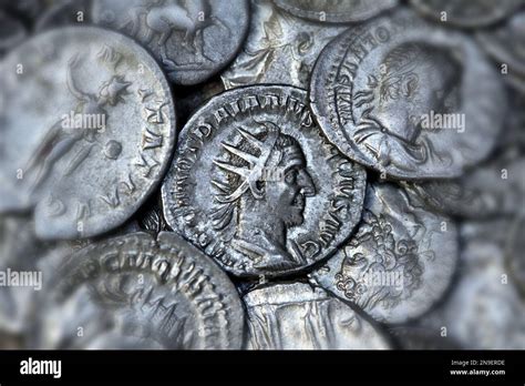 Collection of ancient Roman silver coins Stock Photo - Alamy