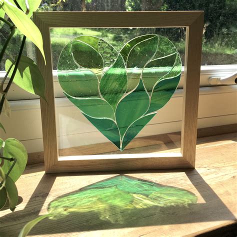 Wood Framed Stained Glass Mosaic Heart Ref Siobhan Allen