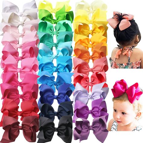 30pcs Big 6 Inch Hair Bows For Girls Grosgrain Ribbon