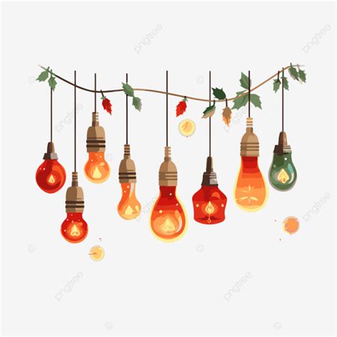 Hanging Christmas Lights Vector, Sticker Clipart Line Of Light Bulbs ...