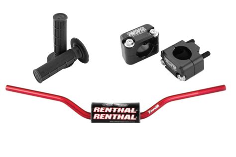 Renthal Fatbar High Bend Red Handlebar Clamp Grips Kit MX Yamaha YZ YZF