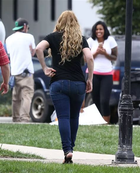 Mariah Carey Squeezes Her Curves Into Double Denim On Set Of New Movie