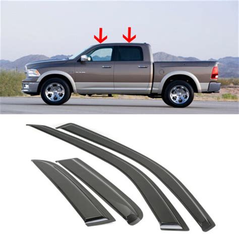 Feidks Tape On Side Window Visors Deflector Rain Guard 4個セットdodge Ram 2009 2018 Crew Cab 1500