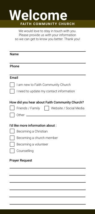 Church Connection Card Template Postermywall