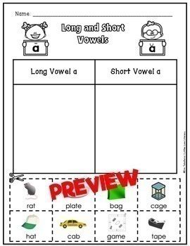 Free Long And Short Vowel Sorts Cut And Paste Worksheets Tpt