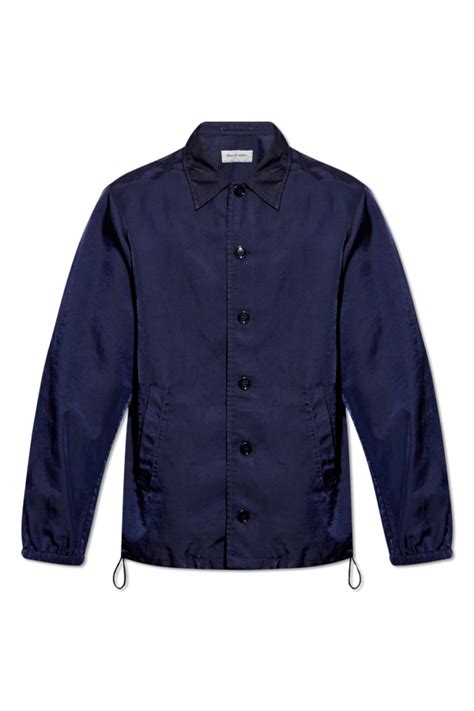 Navy Blue Glossy Jacket Dries Van Noten Vitkac Gb