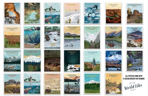 National Parks National Park Posters Sets Of Posters Etsy