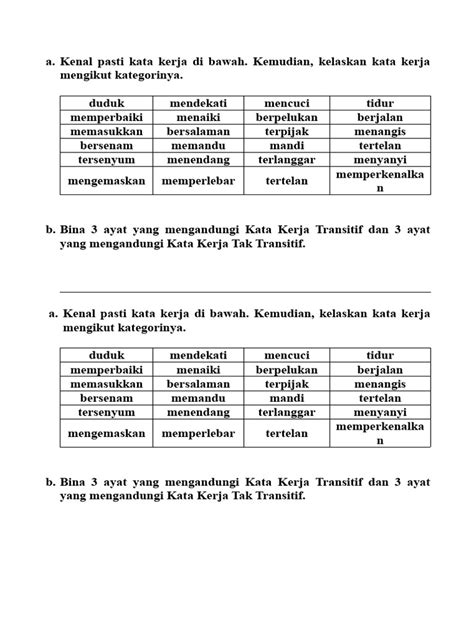 Latihan Kata Kerja Transitif Dan Tak Transitif Pdf