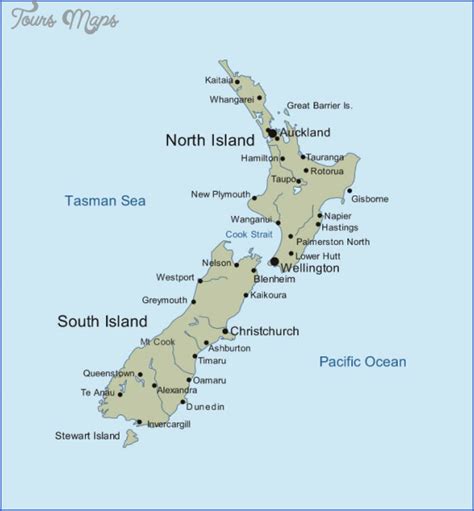 New Zealand Cities Map - ToursMaps.com