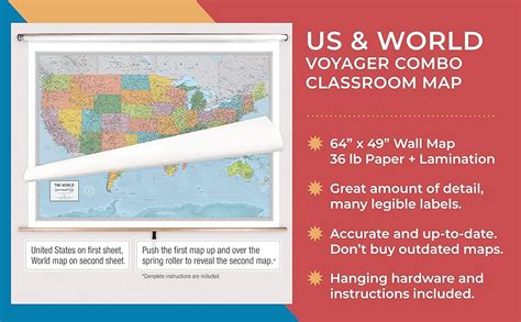 Us And World Classroom Pulldown Map South Of Kings Voyager Maps 2 Map Set